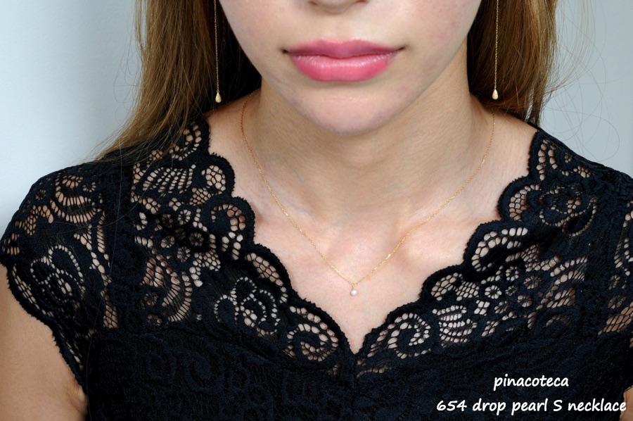 ピナコテーカ 654 淡水 パール 一粒 華奢ネックレス スキンジュエリー 18金,pinacoteca Drop Pearl Necklace K18