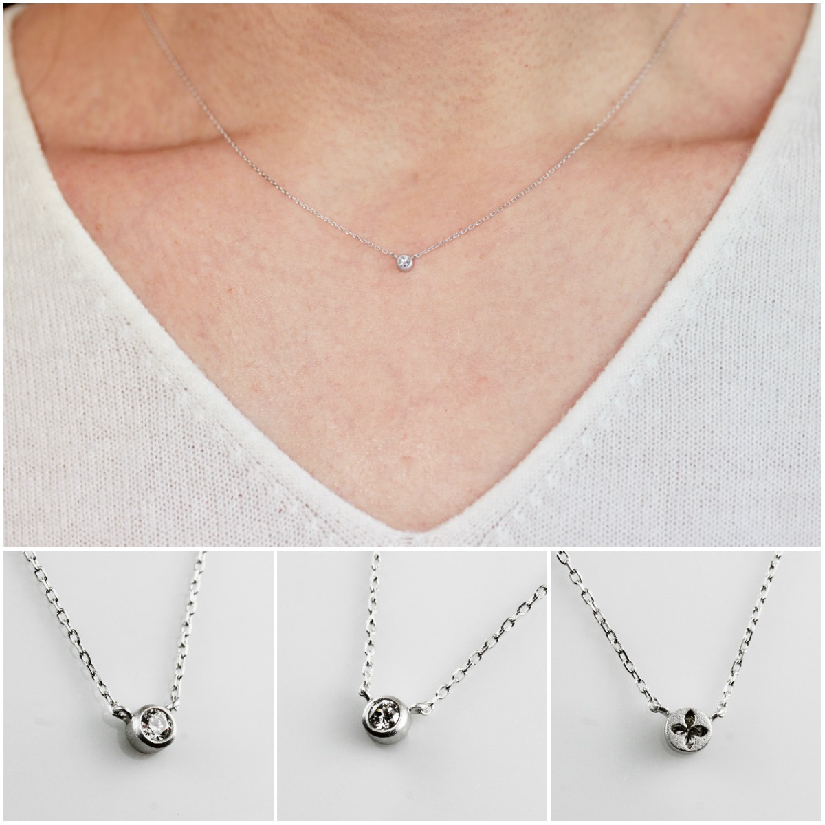 レ デッサン ドゥ デュー 限定 一粒ダイヤモンド 華奢ネックレス 10金,les desseins de DIEU Solitaire Diamond Necklace K10WG