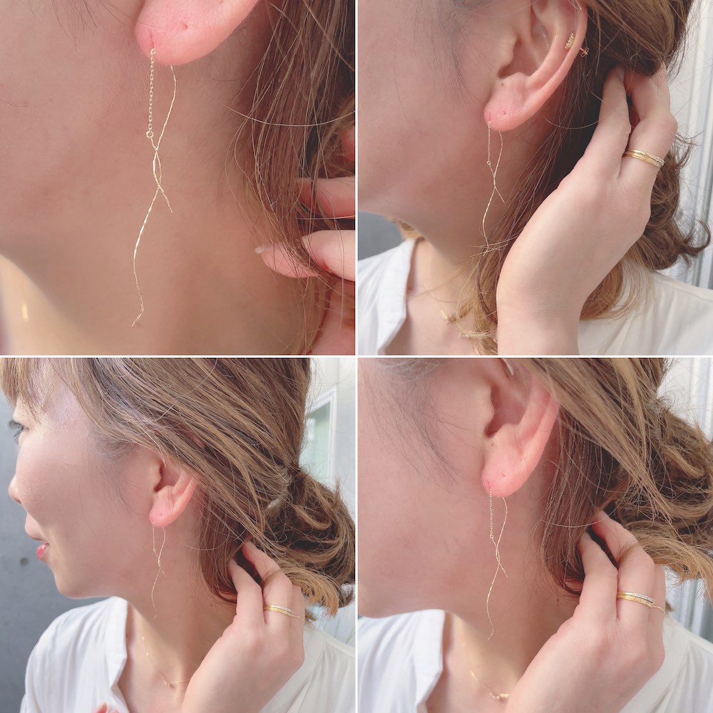 ピナコテーカ 709 スウァーリー ライン アメリカン 華奢ピアス 18金,pinacoteca Swirly Line American Earrings K18