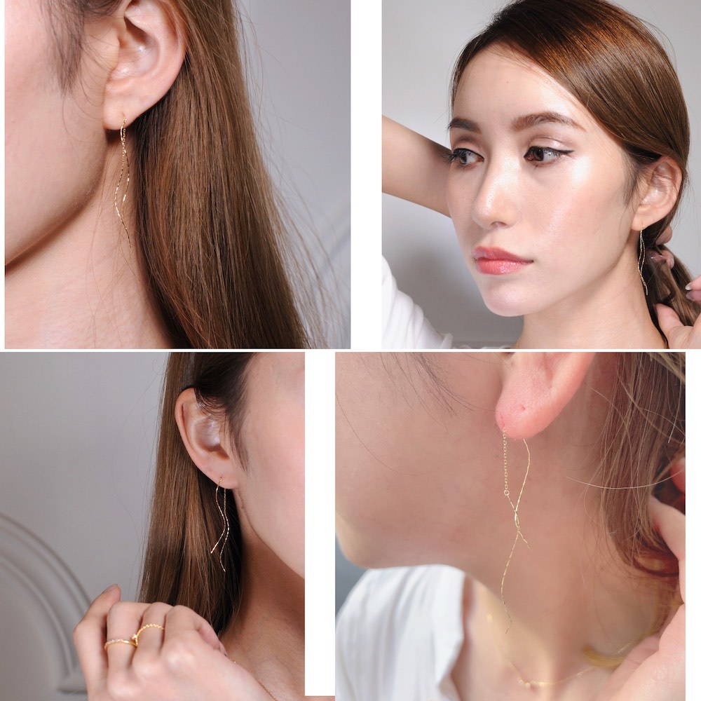 ピナコテーカ 709 スウァーリー ライン アメリカン 華奢ピアス 18金,pinacoteca Swirly Line American Earrings K18