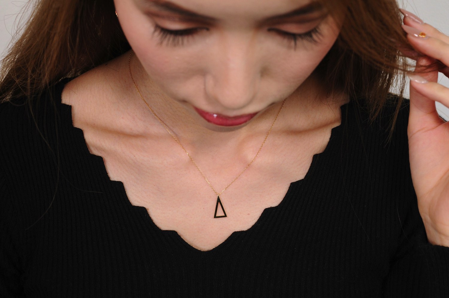 ピナコテーカ 714 シャイン 二等辺三角形 トライアングル 華奢ネックレス 18金,pinacoteca Shine Isosceles Triangle Necklace K18