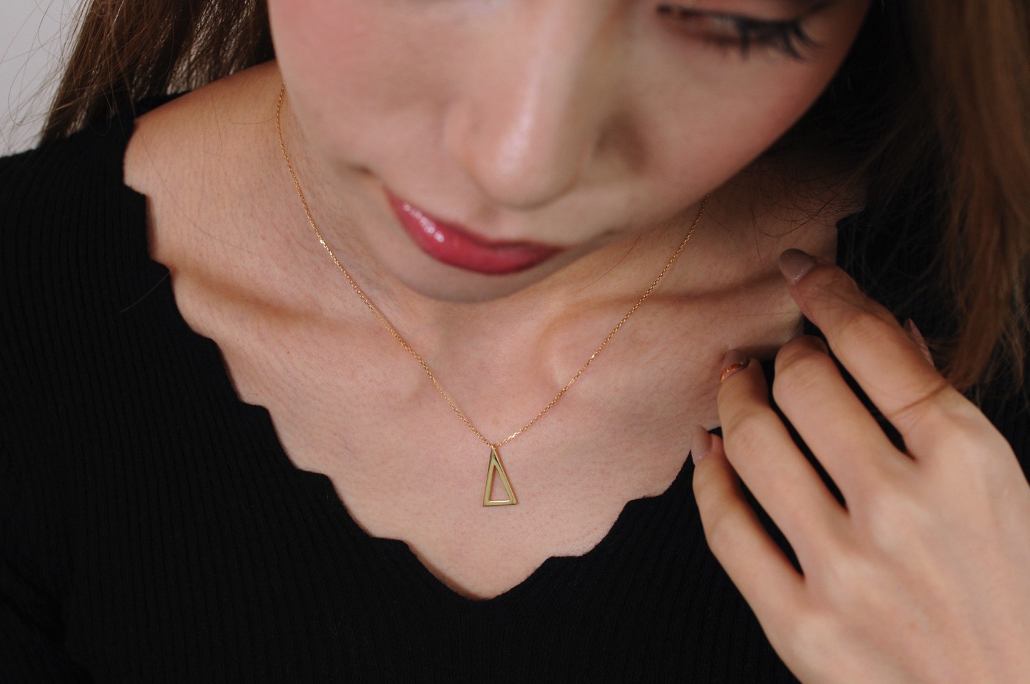 ピナコテーカ 714 シャイン 二等辺三角形 トライアングル 華奢ネックレス 18金,pinacoteca Shine Isosceles Triangle Necklace K18