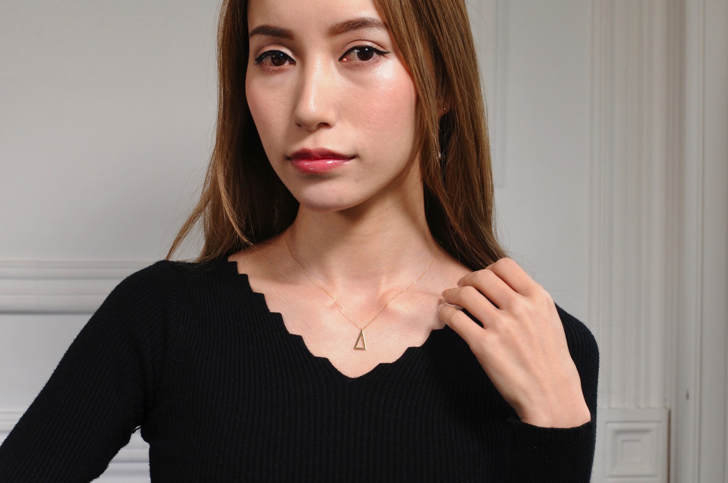 ピナコテーカ 714 シャイン 二等辺三角形 トライアングル 華奢ネックレス 18金,pinacoteca Shine Isosceles Triangle Necklace K18