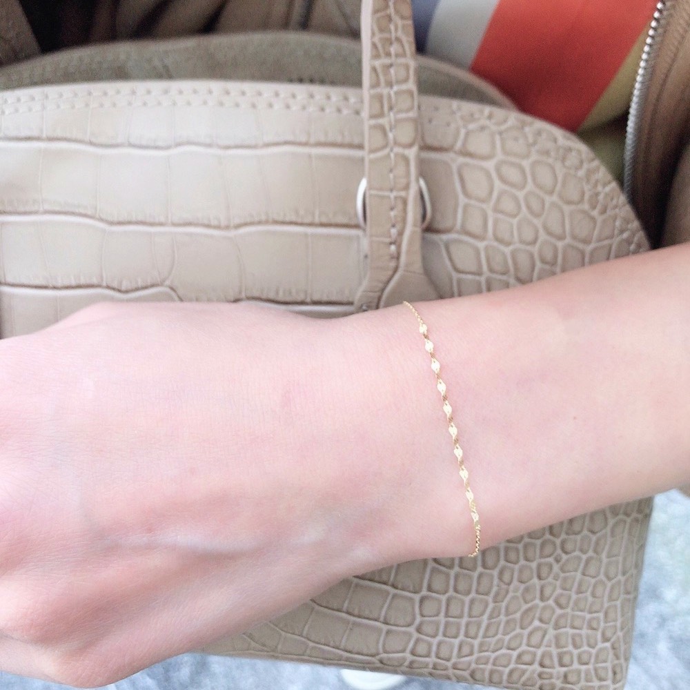 pinacoteca 724 Flower Cross Chain Combi Bracelet K18YG(ピナコテーカ フラワー クロス チェーン  コンビ ブレスレット)