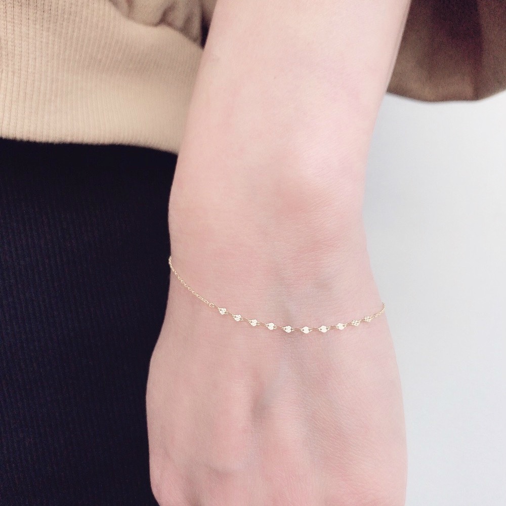 pinacoteca 724 Flower Cross Chain Combi Bracelet K18YG(ピナコテーカ フラワー クロス チェーン  コンビ ブレスレット)