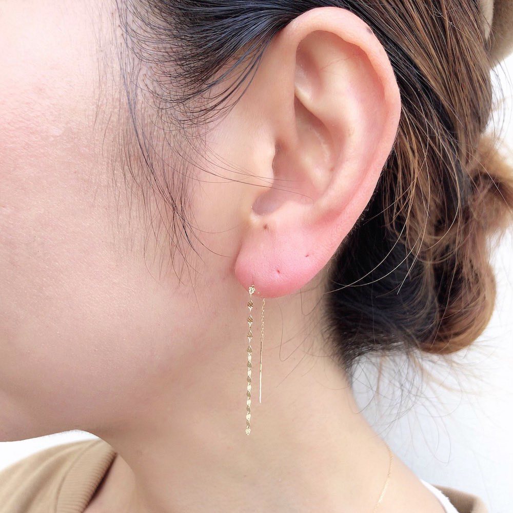 ピナコテーカ 725 フラワー クロス チェーン コンビ ピアス 18金,pinacoteca Flower Cross Chain Combi Earrings K18