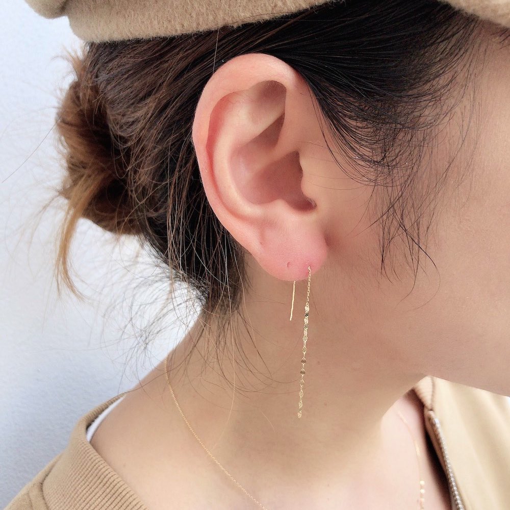 ピナコテーカ 725 フラワー クロス チェーン コンビ ピアス 18金,pinacoteca Flower Cross Chain Combi Earrings K18