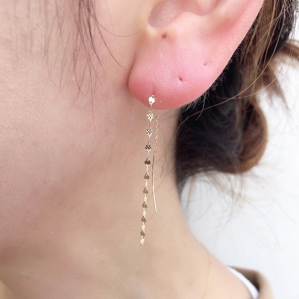 ピナコテーカ 725 フラワー クロス チェーン コンビ ピアス 18金,pinacoteca Flower Cross Chain Combi Earrings K18