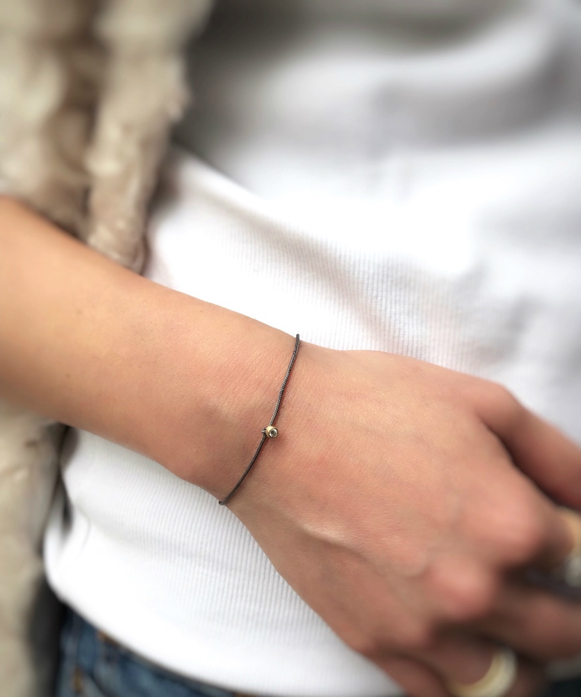 ピナコテーカ 726 マット ベル 一粒ダイヤモンド サテンコード 紐ブレスレット 18金,Diamond Satin Cord Bracelet K18