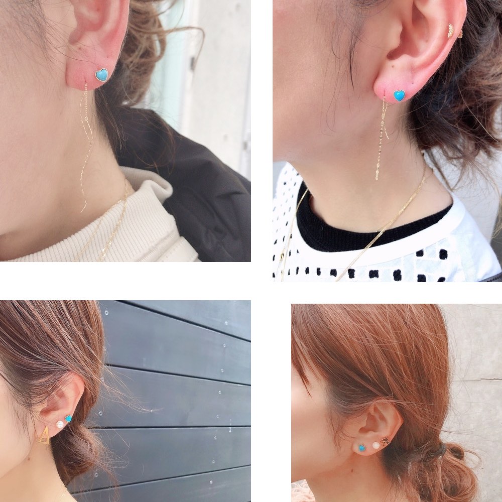 ピナコテーカ 727 ハート ターコイズ スタッド ピアス 18金,pinacoteca Heart Turquoise Stud Earrings K18