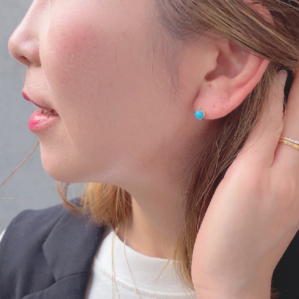 ピナコテーカ 727 ハート ターコイズ スタッド ピアス 18金,pinacoteca Heart Turquoise Stud Earrings K18