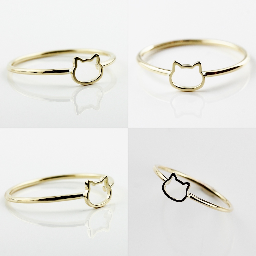 ピナコテーカ 732 猫 リング ピンキーリング 子猫 華奢 キャット フェイス 18金,pinacoteca Cat Face Silhouette Ring K18