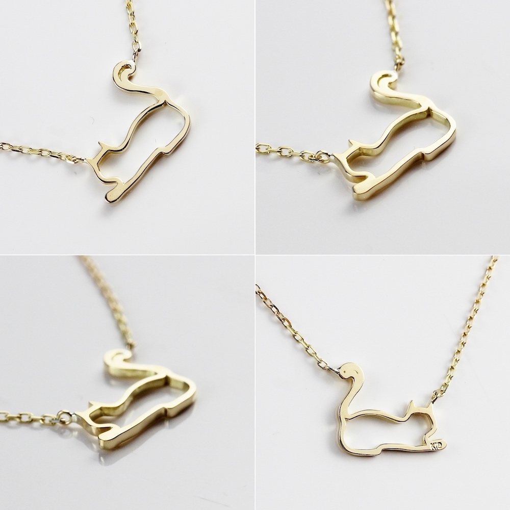 ピナコテーカ 733 猫 ネックレス 子猫 華奢 フレンドリー キャット 18金,pinacoteca Friendly Cat Silhouette Necklace K18