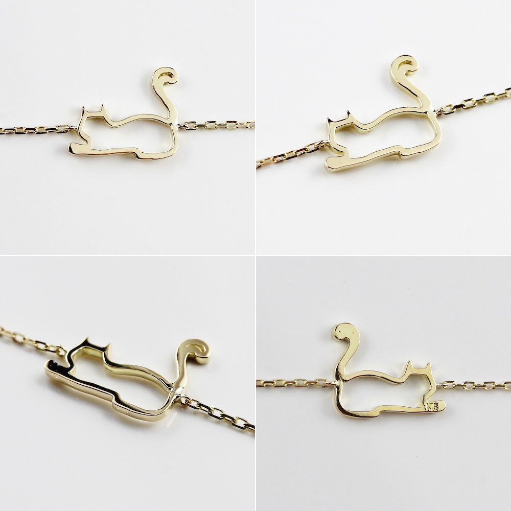 ピナコテーカ 734 猫 ブレスレット 子猫 華奢 フレンドリー キャット 18金,pinacoteca Friendly Cat Silhouette Bracelet K18