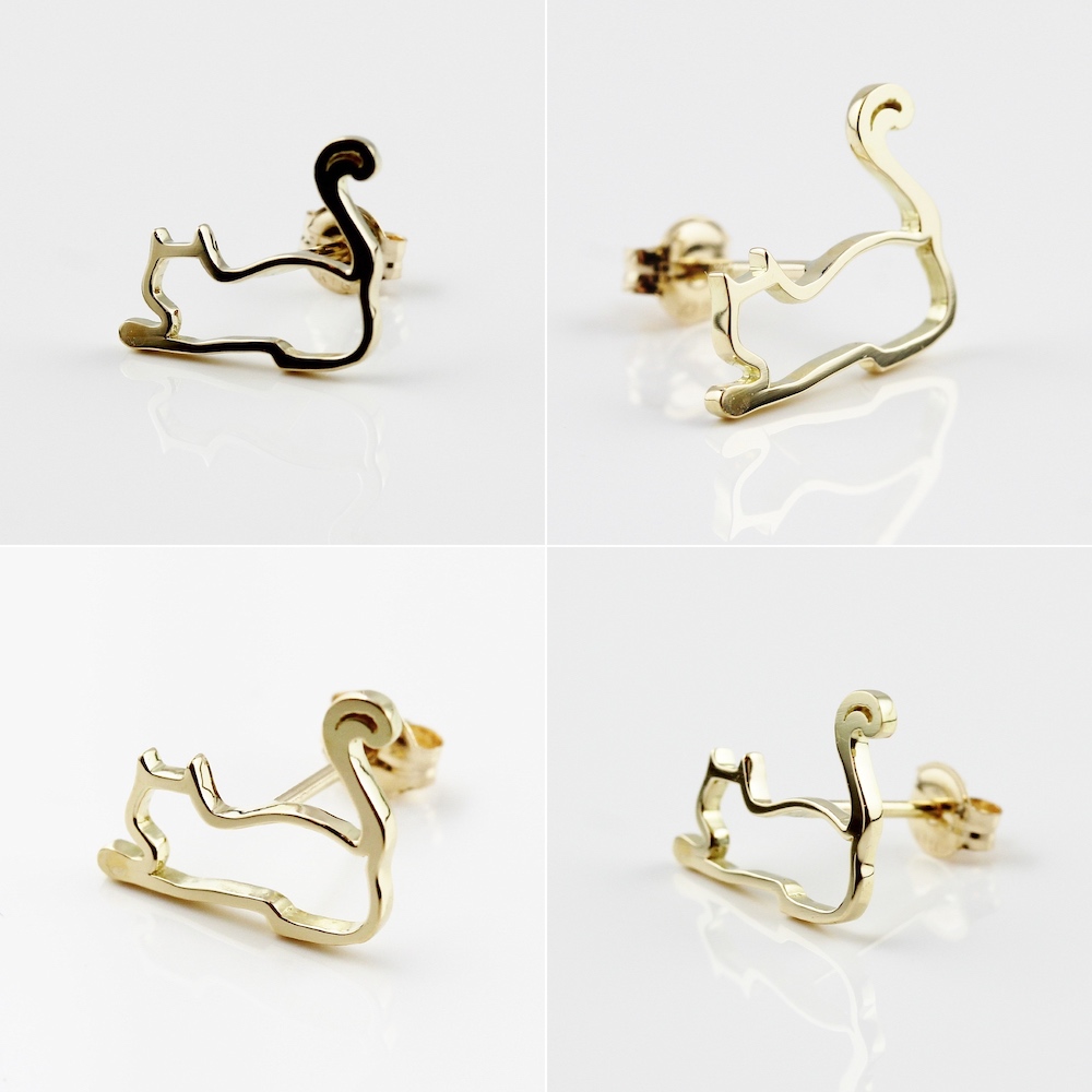 ピナコテーカ 735 猫 ピアス 子猫 華奢ピアス フレンドリー キャット ピアス 18金,pinacoteca Friendly Cat Silhouette Stud Earring K18