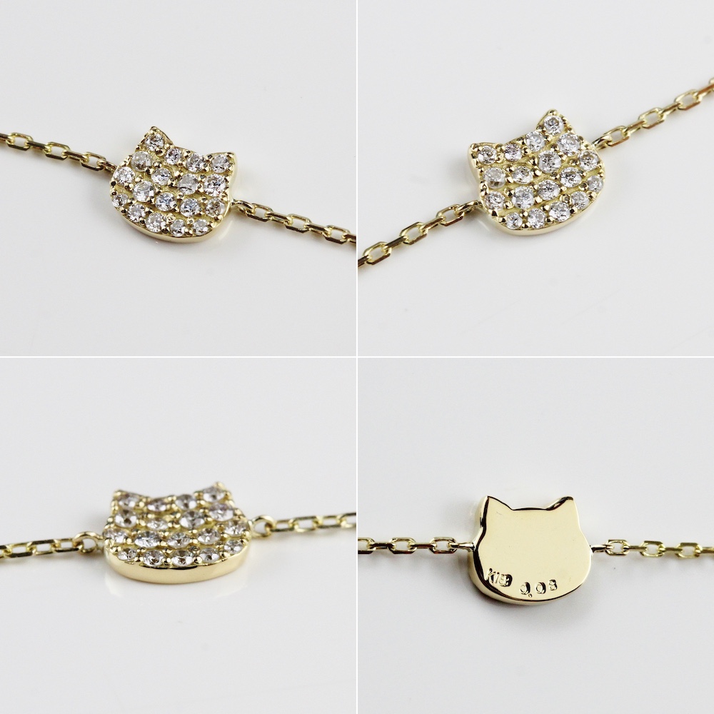 ピナコテーカ 737 猫 顔 ダイヤモンド 華奢 ブレスレット ねこ キャット 18金,pinacoteca Cat Face Pave Diamond Bracelet K18