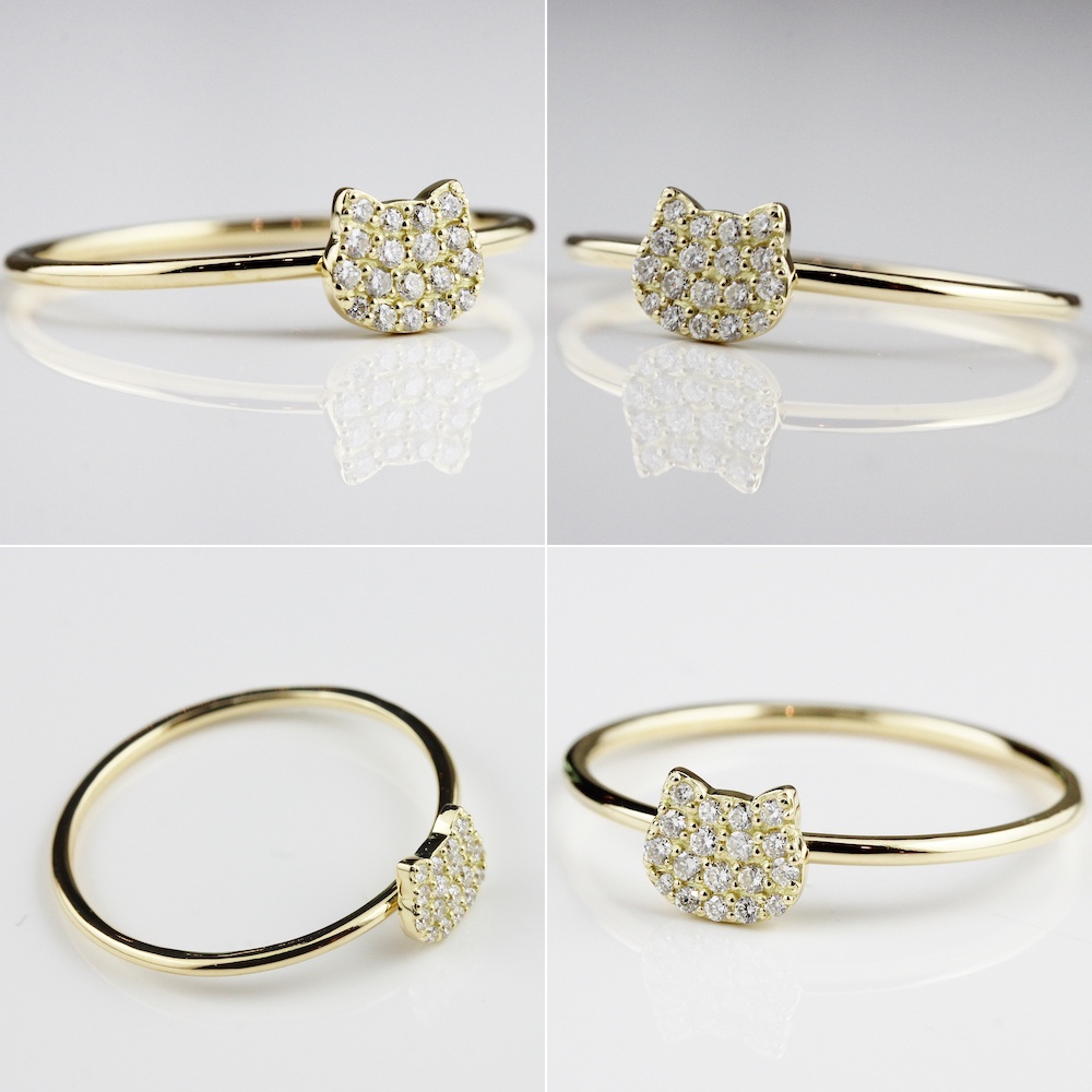 pinacoteca 739 Cat Face Pave Diamond Ring K18YG(ピナコテーカ キャット フェイス パヴェ ダイヤモンド  リング ピンキーリング)
