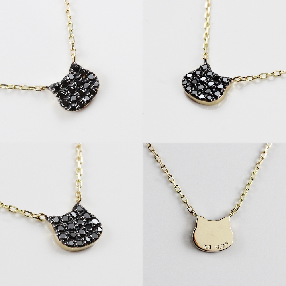 ピナコテーカ 741 黒猫 ブラック ダイヤモンド 華奢 ネックレス ねこ キャット 18金,pinacoteca Black Cat Pave Diamond Necklace K18