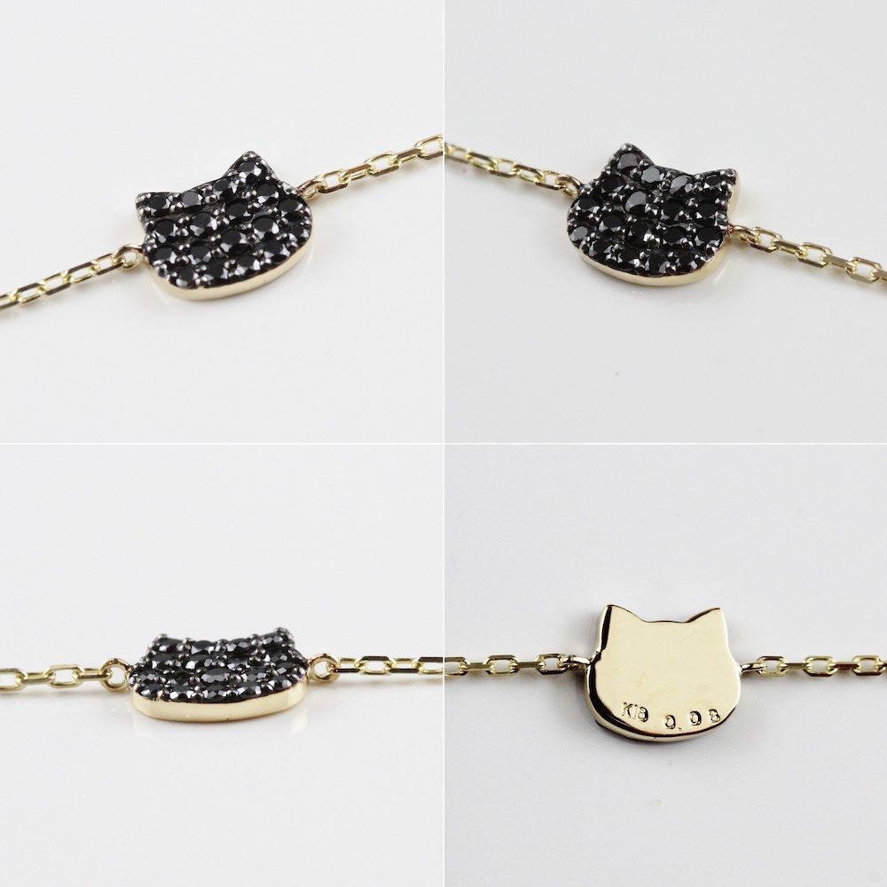 pinacoteca 742 Black Cat Face Pave Diamond Bracelet K18YG(ピナコテーカ ブラック キャット  フェイス パヴェ ダイヤモンド ブレスレット)