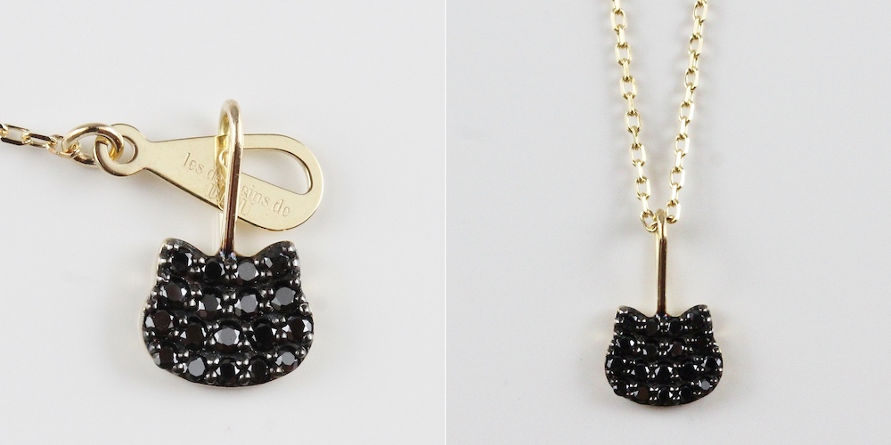 ピナコテーカ 745 黒猫 ブラック ダイヤモンド チャーム ねこ キャット 18金,pinacoteca Black Cat Face Pave Diamond Charm K18