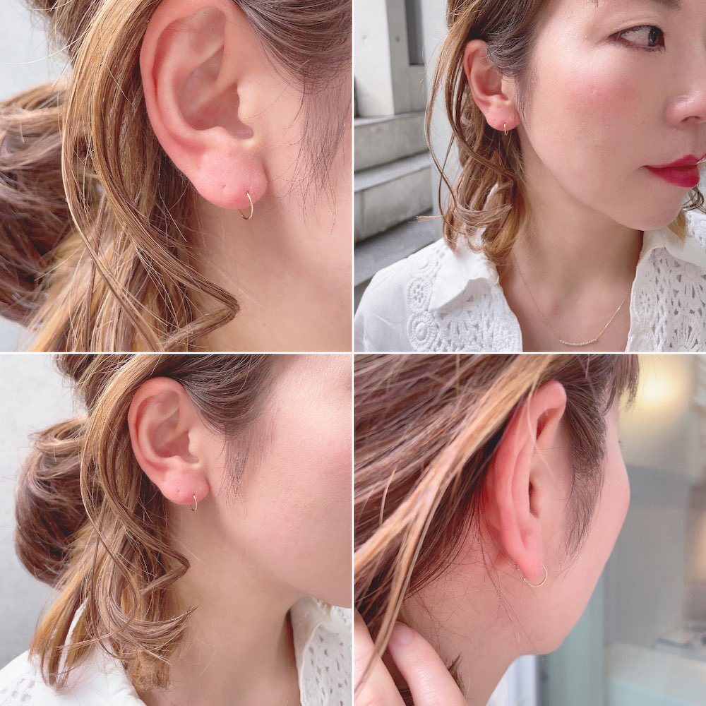 ピナコテーカ 750 タイニー 極小 シンプル フープピアス M 18金 片耳 ,pinacoteca Tiny Hoop M Earring K18