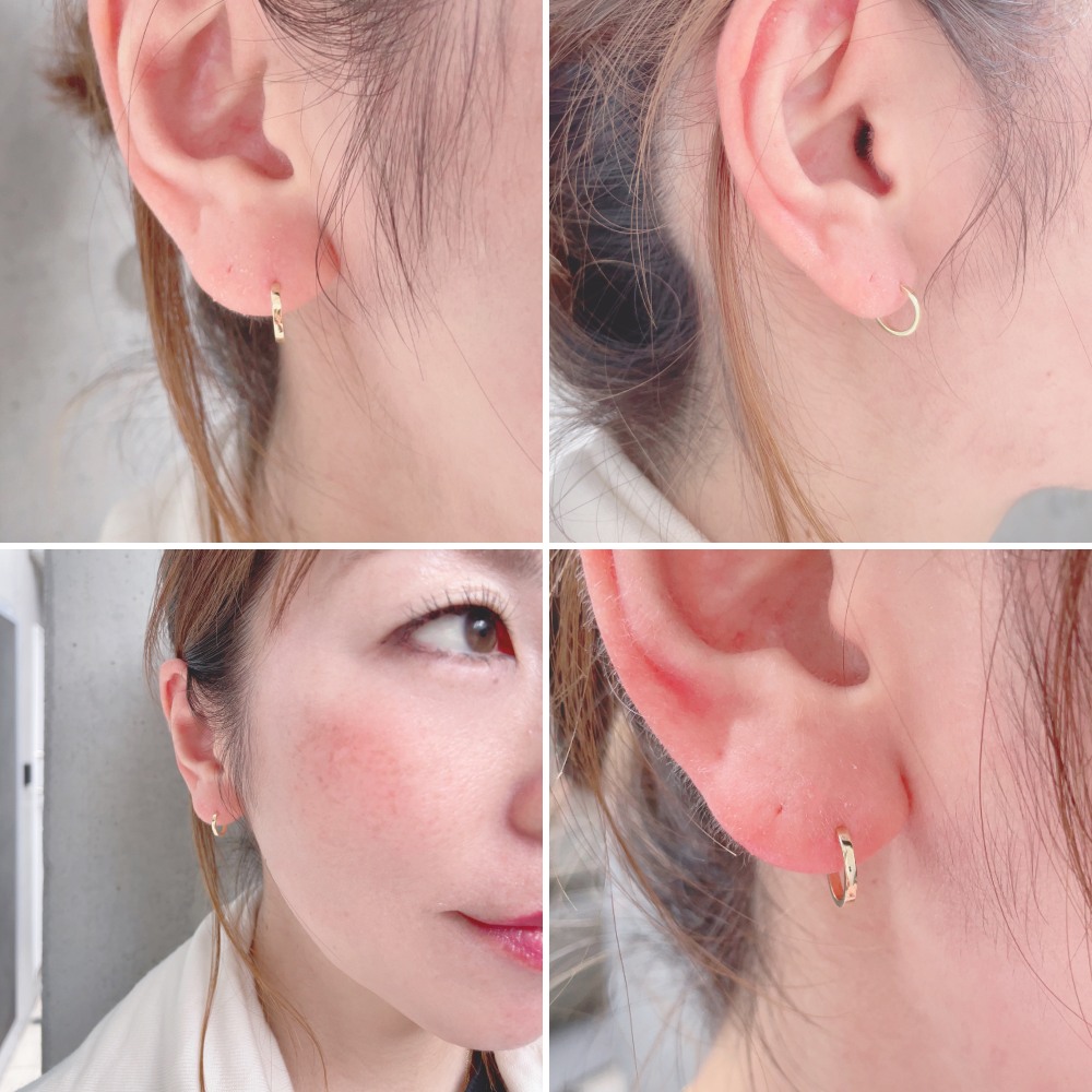 ピナコテーカ 757 タイニー 極小 シンプル フープピアス M 18金 片耳 ,pinacoteca Tiny Bright Hoop M Earring K18