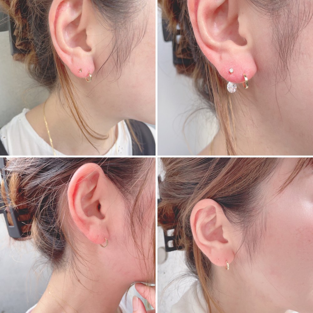 ピナコテーカ 757 タイニー 極小 シンプル フープピアス M 18金 片耳 ,pinacoteca Tiny Bright Hoop M Earring K18