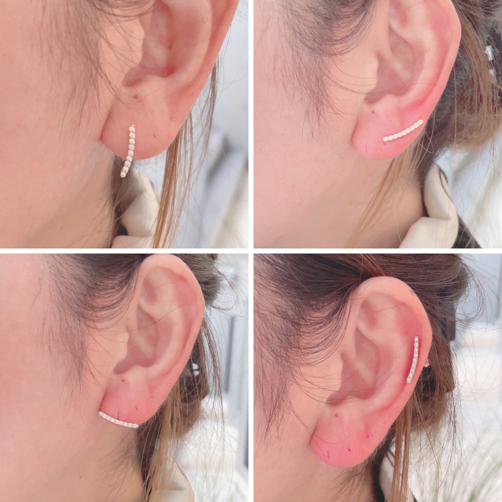 ピナコテーカ 759 チビ ダズル ダイヤモンド ライン ピアス 片耳 18金 ,pinacoteca Chibi Dazzle Diamond Line Stud Earring K18