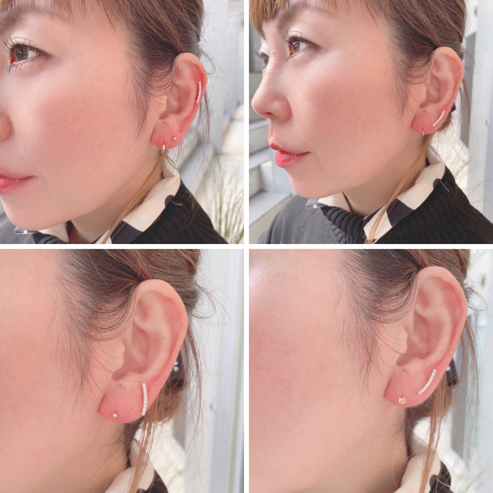 ピナコテーカ 759 チビ ダズル ダイヤモンド ライン ピアス 片耳 18金 ,pinacoteca Chibi Dazzle Diamond Line Stud Earring K18