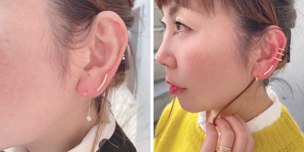 ピナコテーカ 759 チビ ダズル ダイヤモンド ライン ピアス 片耳 18金 ,pinacoteca Chibi Dazzle Diamond Line Stud Earring K18