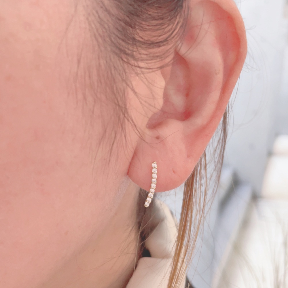 ピナコテーカ 759 チビ ダズル ダイヤモンド ライン ピアス 片耳 18金 ,pinacoteca Chibi Dazzle Diamond Line Stud Earring K18