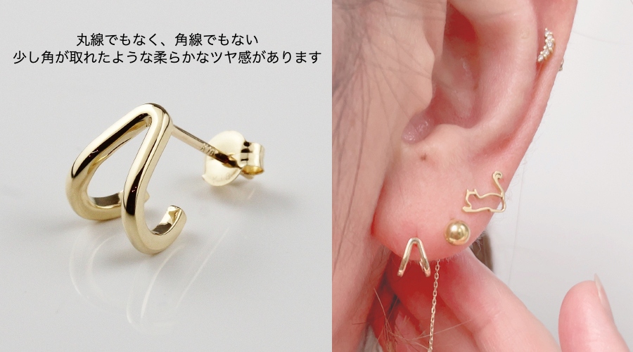 ピナコテーカ 760 タイニー ダブル フープ スタッド ピアス 片耳 18金,pinacoteca Tiny Double Hoop Stud Earrings K18