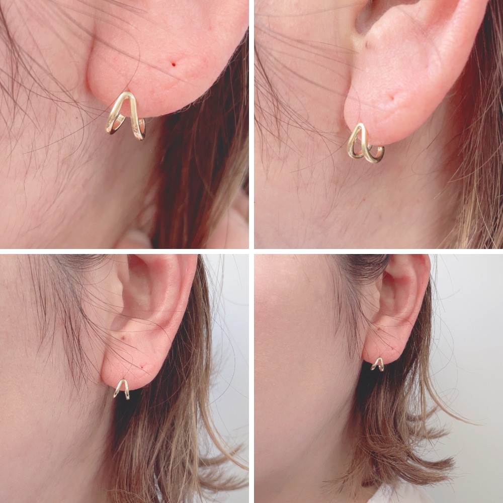 ピナコテーカ 760 タイニー ダブル フープ スタッド ピアス 片耳 18金,pinacoteca Tiny Double Hoop Stud Earrings K18